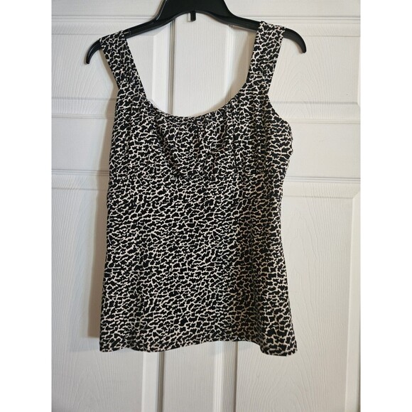 Ann Taylor Medium Cheetah Leopard Print Tank Animal Ruched Chest Round Neck - Picture 1 of 3